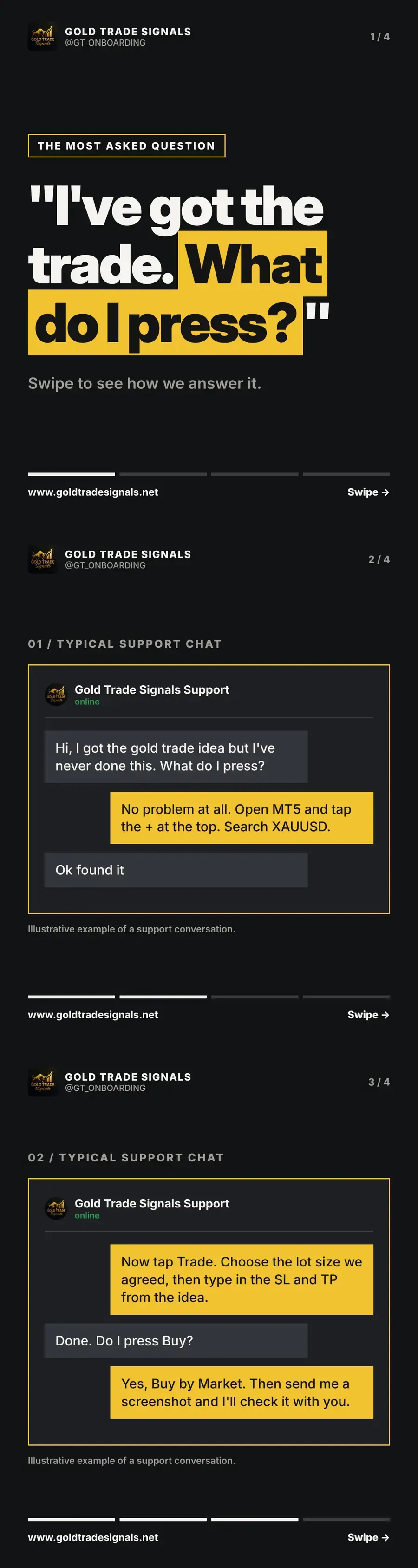 A new member has the gold trade idea and asks which button to press