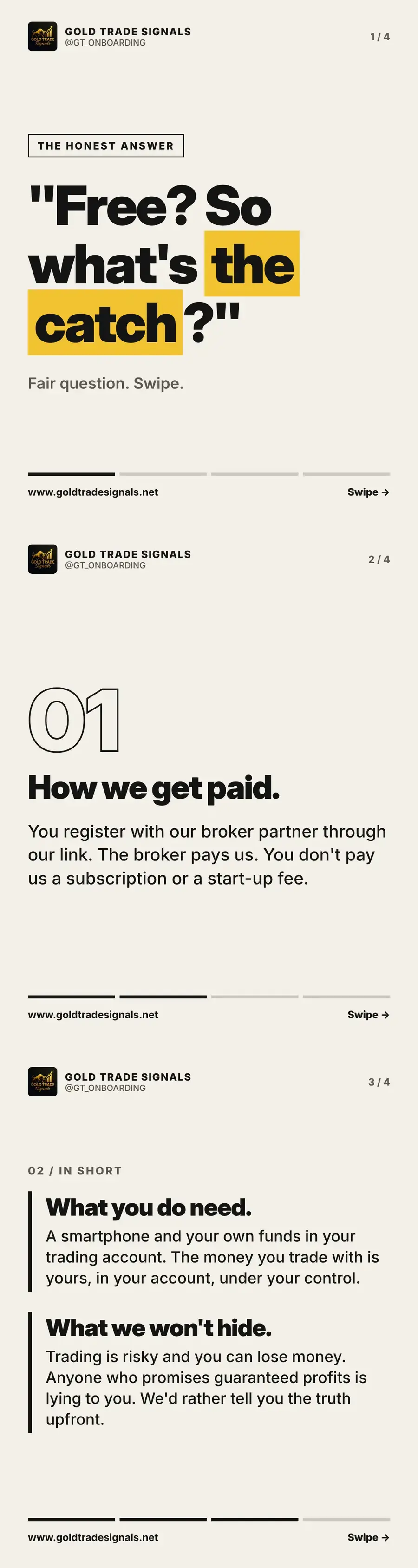 Cover asking what the catch is with a free trading service