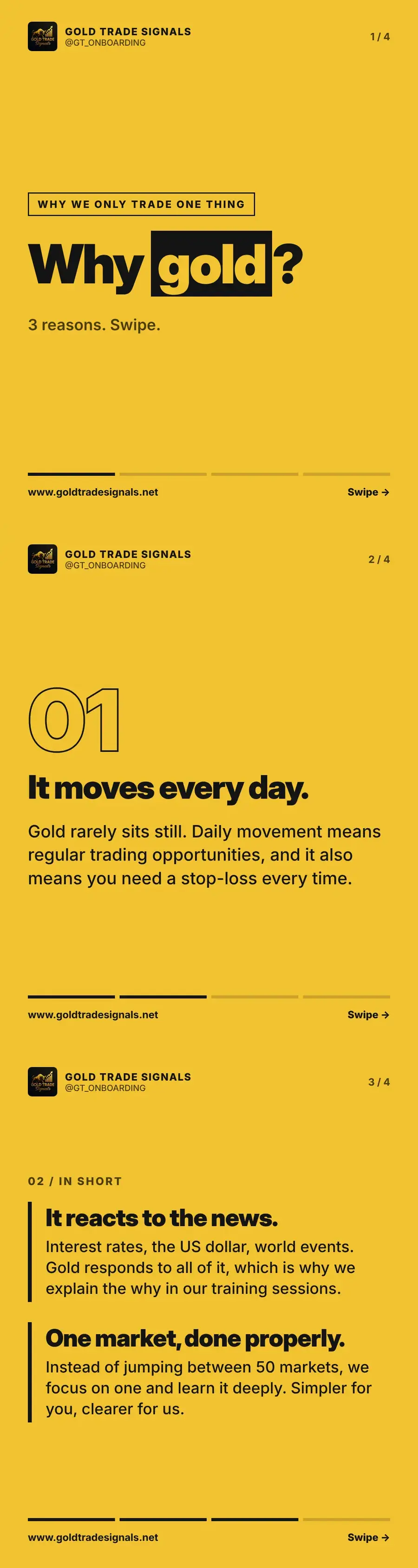 Cover asking why Gold Trade Signals only trades one market