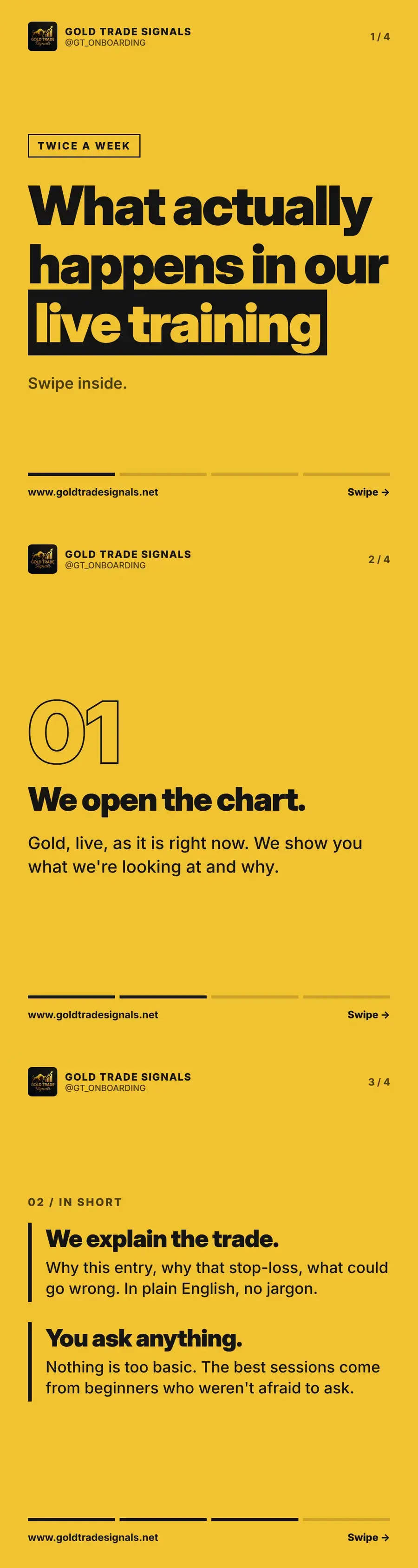 What actually happens in our twice-weekly live gold training