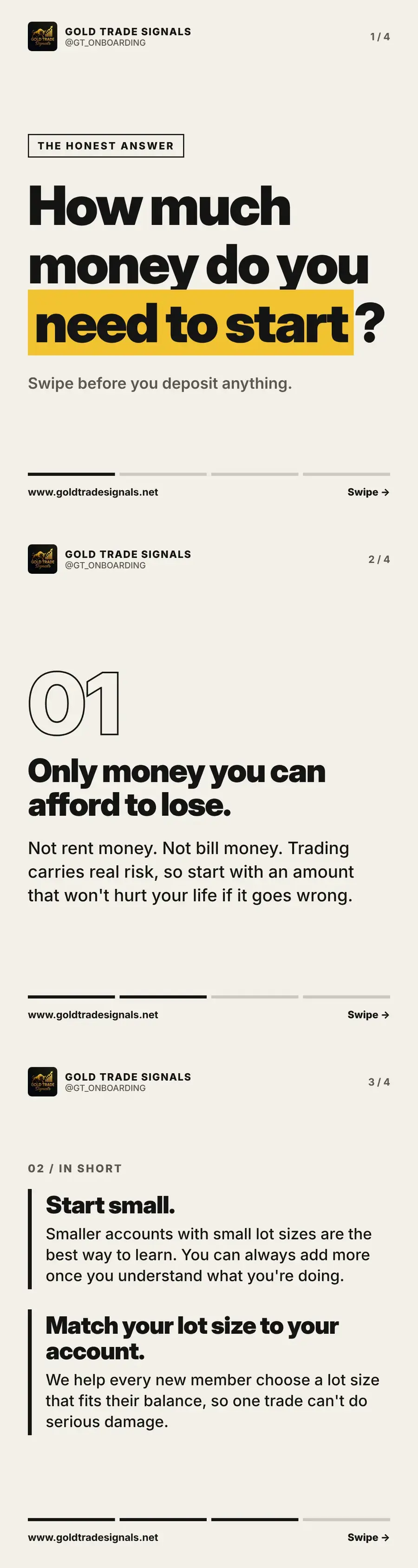 Cover asking how much money you need to start trading
