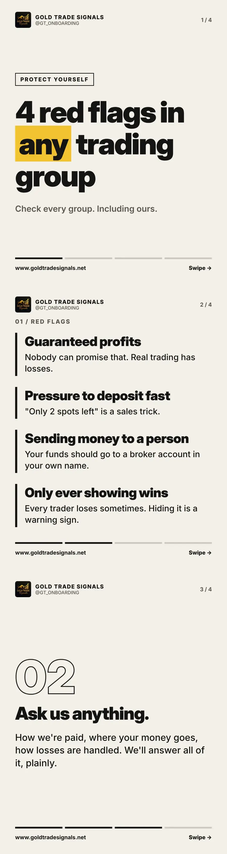 Cover: four red flags to check in any trading group