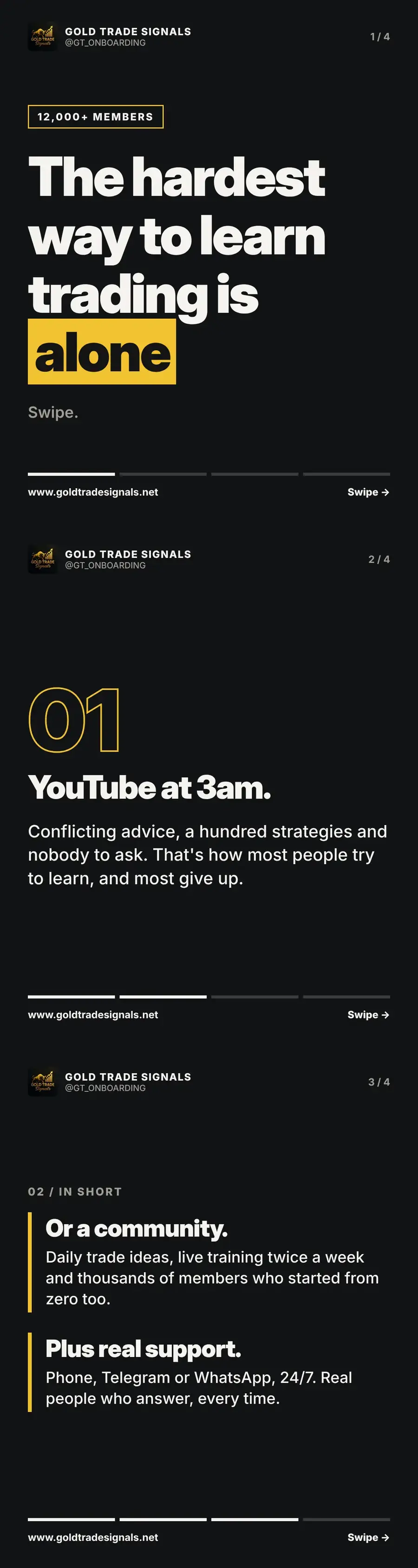Cover: the hardest way to learn trading is alone, with 12,000+ members