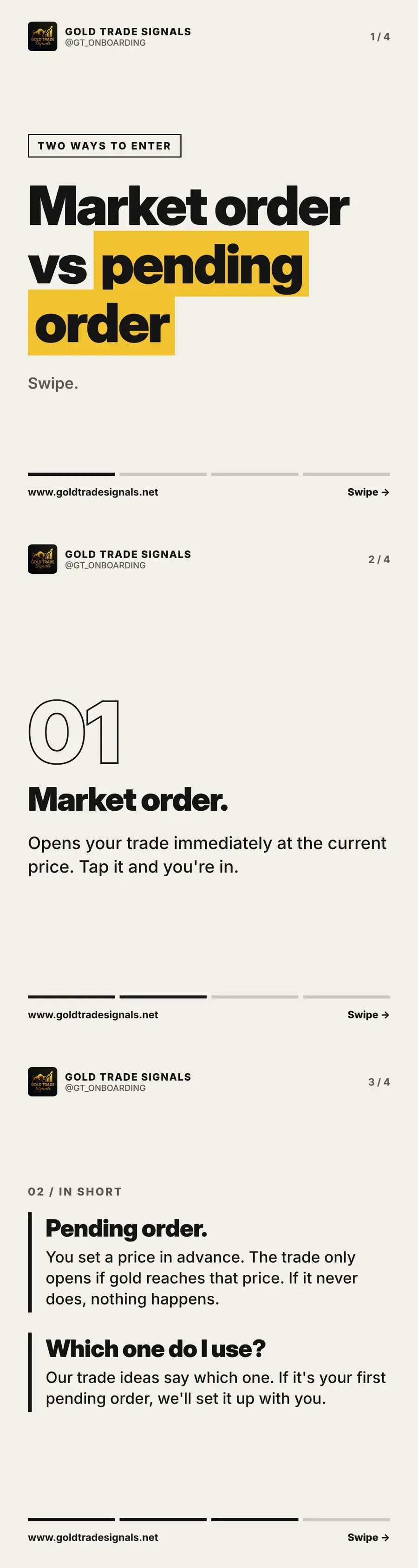 Cover: market order or pending order, two ways to enter