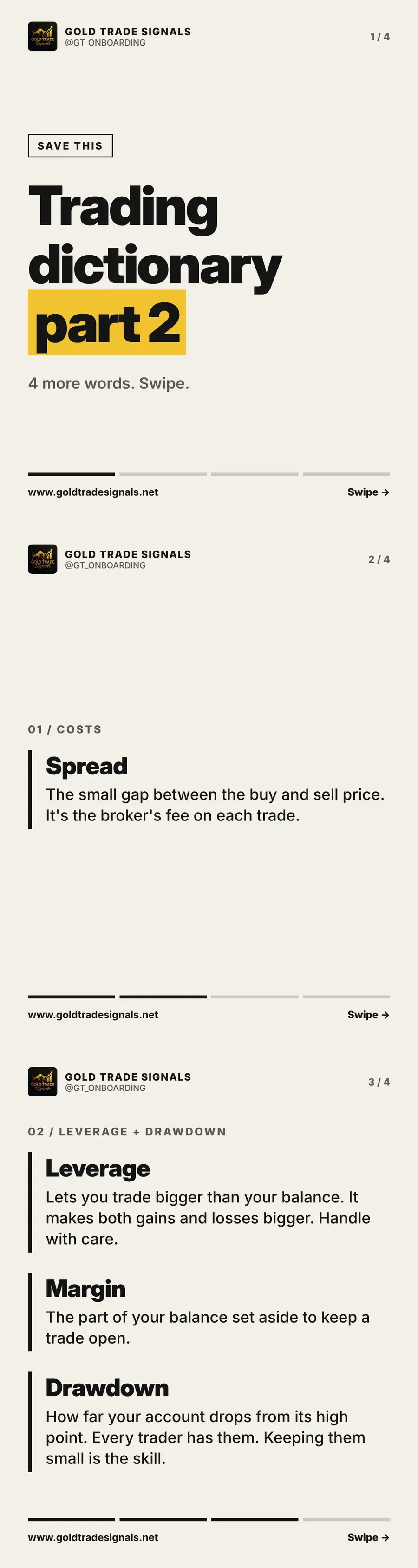 Trading dictionary part two: four more words to save