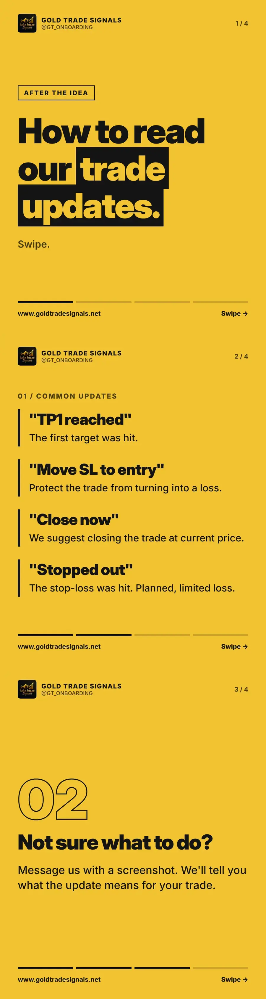 How to read our trade updates after an idea is sent