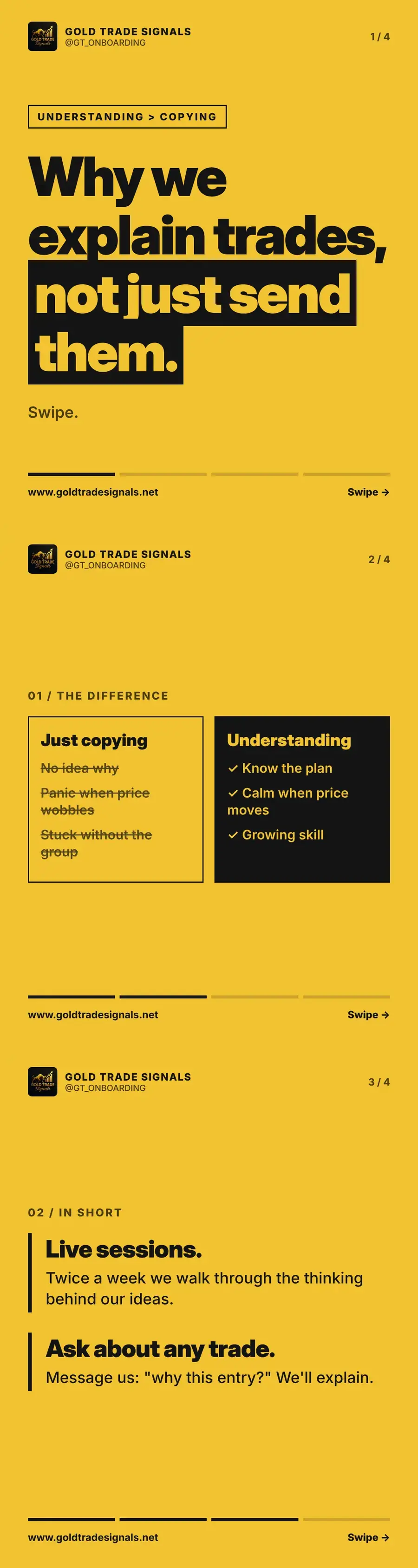 Understanding beats copying: why we explain trades