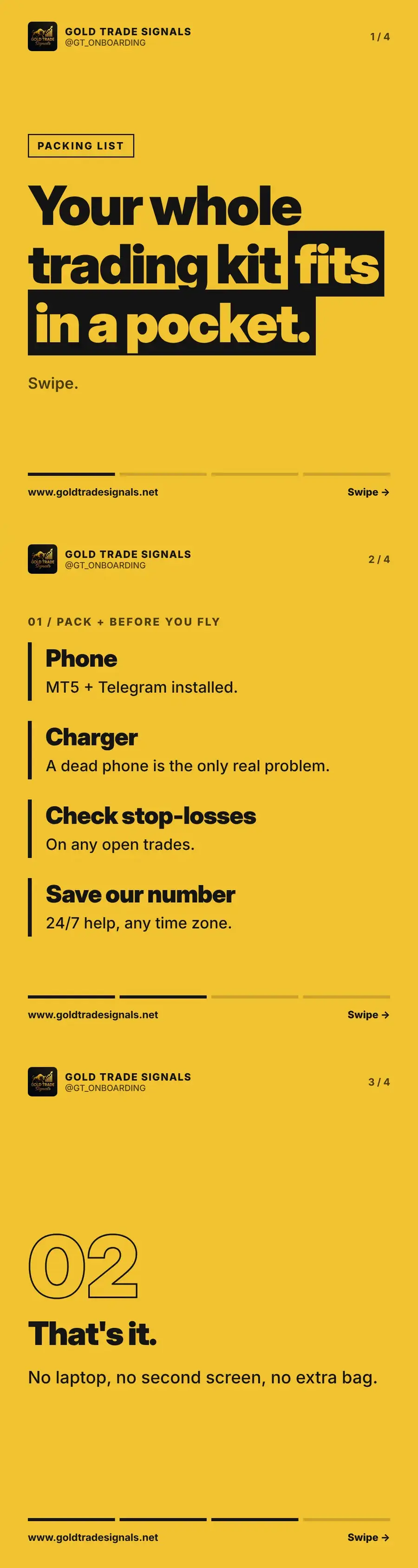Packing list: your whole trading kit in a pocket
