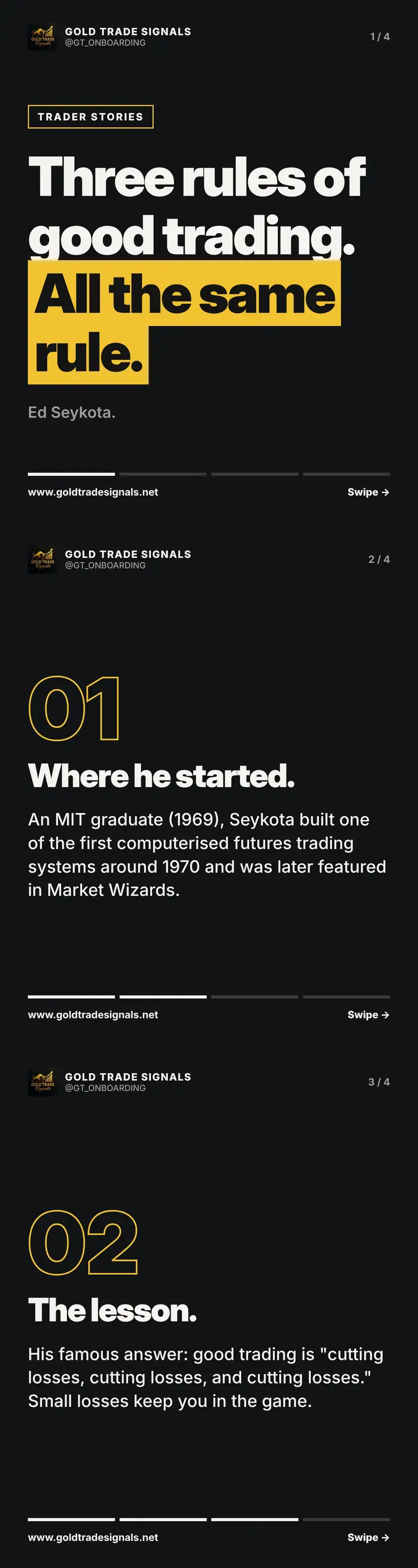 Cover: Ed Seykota's three rules of good trading, all the same